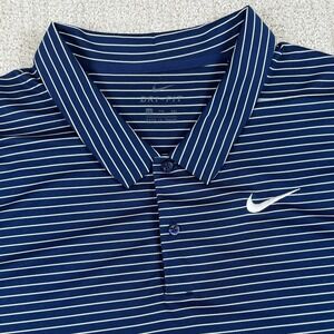 Nike Dri-Fit Men's 2XL Blue Striped Performance Golf Polo Shirt